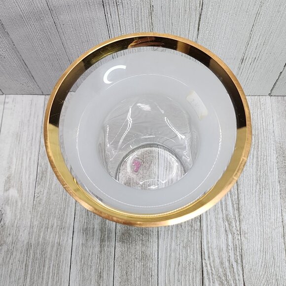 VTG Bohemia Handmade Crystalex Frosted Glass Vase Gold Trim 8.25'' Tall - Picture 8 of 10